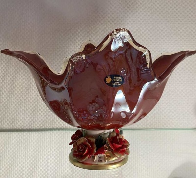Фруктовница Д-   В- красное дерево (муранское стекло) White Crystal Италия 66860_9709300