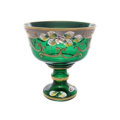 Конфетница 20 см Лепка зеленая, 6444/20 Star Crystal Чехия 43131_9709436