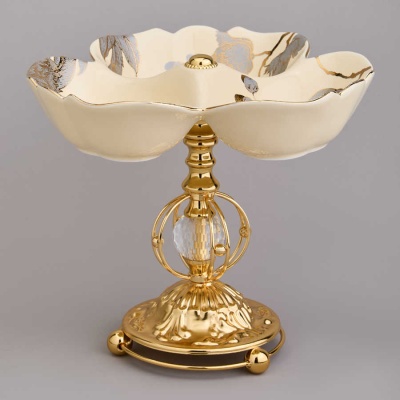 ФРУКТОВНИЦА НА НОЖКЕ 25,5*25,5*19 см фарфор/металл 46-1391_8414804