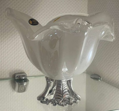 Фруктовница Д-  В- жемчужная  (муранское стекло) White Crystal Италия 66846_9709305