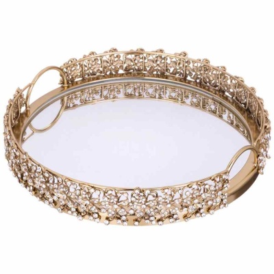 ПОДНОС ДЕКОРАТИВНЫЙ ДИАМЕТР 29 см Алюминий/Латунь Индия 875-311_8414882