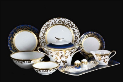 Столовый сервиз на 6 персон 27 предметов Tosca Blueshade Gold, Falkenporzellan Германия 18214_970889
