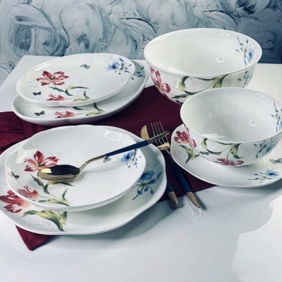 205-992 Обеденный сервиз 23пр. FLOWERS в подарочной упак. Костяной фарфор Lenardi_5000669