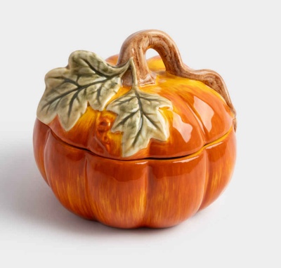 Емкость для хранения, 13х12 см, 520 мл, керамика, оранжево-зеленая, Тыква, Bright pumpkin 63553_3703