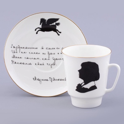 Кофейная пара 165 мл ф-ма Майская рис.Русские писатели Цветаева костян.фарфор 81.32766.00.1 ИФЗ_1600