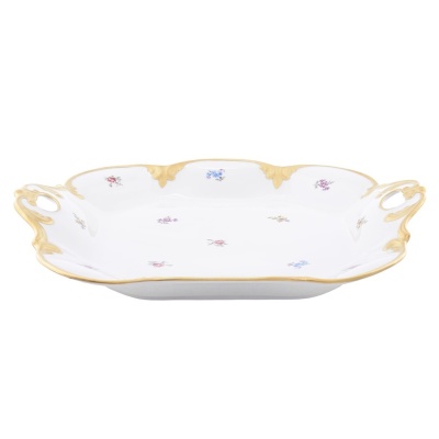 1016 Блюдо квадратное 32см с ручкой Мелкие цветы Квинс Корона (Queens Crown) - Чехия 09420_9709133