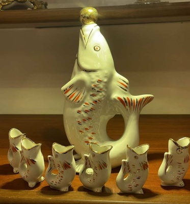 Набор для ликера Рыбки ,  Городницкий фарфоровый завод винтажный_1901928