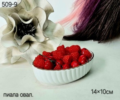 509-9 Пиала овальное 14*10 см  (обводка золото) фарфор (Lemoges) Иран_4100155