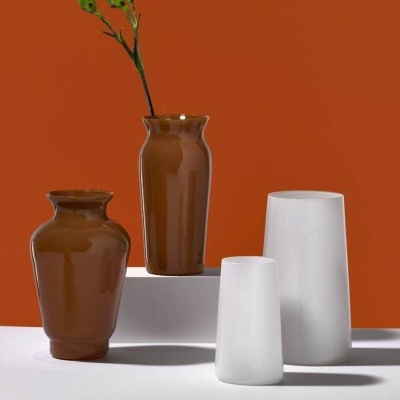 Набор  мини ваз, цвет D5335  4шт.цвет белый и коричневый Богемия Чехия 76216_9709413