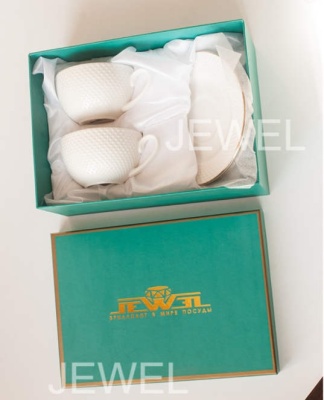 Чайная пара 275 мл  Адель (набор 2шт) (фарфор new bone)  Подарочная коробка. JEWEL ПС0013-33_9200457