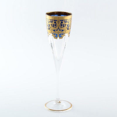 Natalia фужер для шампанского 170мл(6 шт),  Golden Голубой  Astra Gold Чехия 31708 _9705981