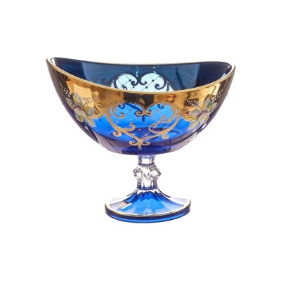 Конфетница на ножке 21см голубая (лепка) AS Crystal Чехия 63646_9709452