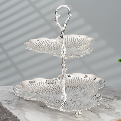 M-UF-812196L/SL  Фруктовница на ножках 23,5*23,5*4 см. металл (серебро)_6901763