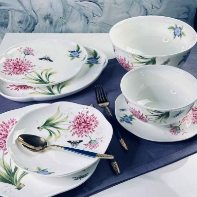 205-974 Обеденный сервиз 23пр. FLOWERS в подарочной упак. Костяной фарфор Lenardi_5000667