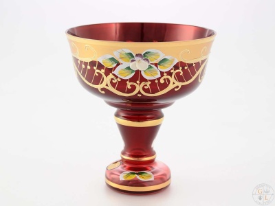 Конфетница на ножке 13см Лепка красная Bohemia Star Crystal 6444/13/ Чехия 37638_9706727