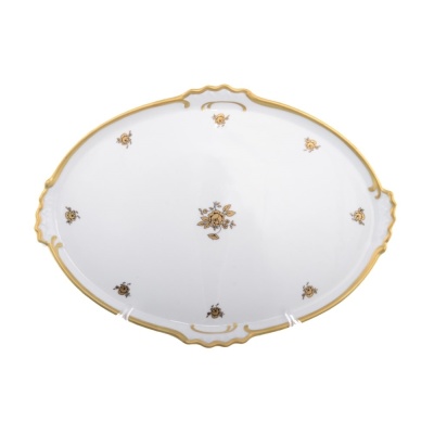 ЗР Блюдо овальное 37см Золотая роза 37 Квинс Корона (Queens Crown) - Чехия 45077_9709163