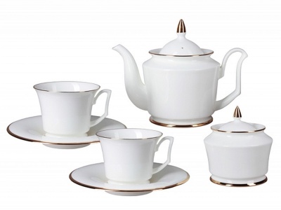 Чайный сервиз 6/14 форм.. Юлия рис.Золотая лента костян.фарфор 81.23999.00.1 (ЛФЗ)_1600654