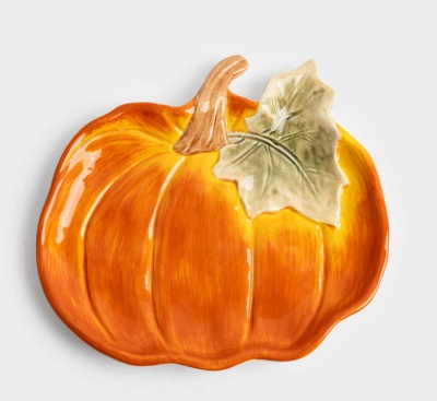 Блюдо, 22 см, керамика, оранжево-зеленое, Тыква, Bright pumpkin 63550_3703433