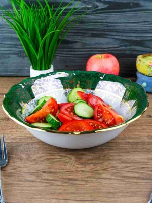 Охота зеленая Мария Тереза Салатник 26см   Repast Чехия 52367_9709171