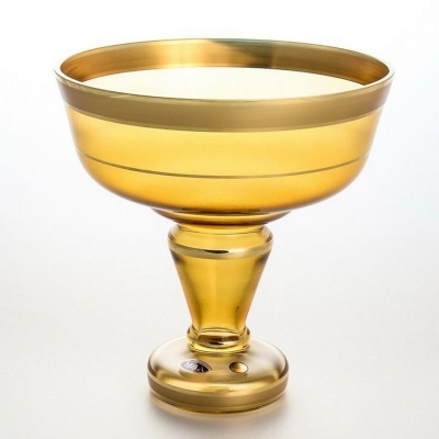 Фруктовница на ножке 26см Star Crystal Лепка медовая 6444/PP S/26 Богемия Чехия 32346_9707906