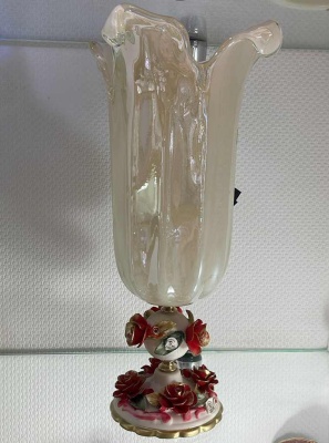 Ваза декоративная В-  слоновая кость  (муранское стекло) White Crystal Италия 66849_9709290