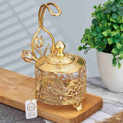 M-U-5000EY/PG  d=10см, h=18,5см Сахарница с тюльпанами на ручке_6902108