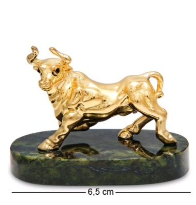 AR-  68/1 Фигурка ''Бык'' на подст. из натурал. камня Дл-6,5см (Юнион) США 603425_7802227