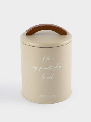 Банка для сыпучих продуктов, 1 л, металл/дерево, бежевая, Retro 63461_3703438