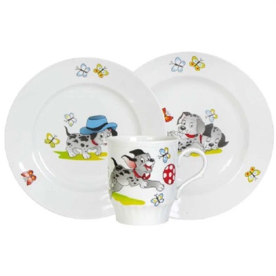 Набор посуды (детский) 3 предм. Озорные щенки   Д05181 (ДФЗ) Дулево _1600681