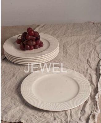 Тарелка обеденная 26,5 см  Адель (набор 6шт) (фарфор new bone) Цветная коробка. JEWEL ПС0016-33_9200