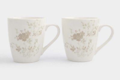 Кружка, 350 мл фарфор P белая Цветы и листья, Florance 63405_3703436