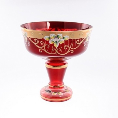 Конфетница  20 см  Лепка красная  6444/20 Star Crystal Чехия 24958_9709433