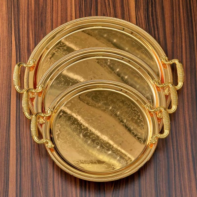 Поднос метал. круглый 35 см с ручками_6901987