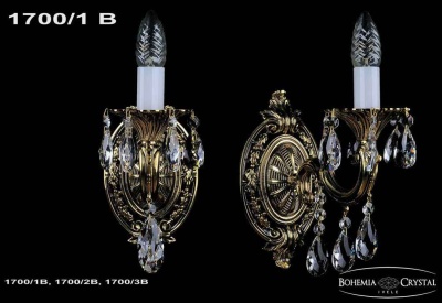 1700/1В Бра  бел.золото 1x40 w, 120х240х240 mm Bohemia Ivele Crystal Чехия_8800169