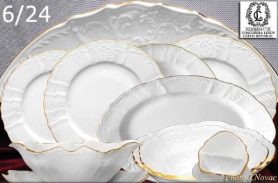 311 Бернадотт столовый сервиз 6/23 «Отводка золото» (без супника) Concordia Lesov - Чехия 30318_3205