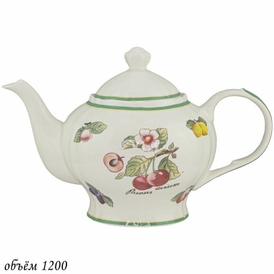 109-090 Чайник 1100мл ФРУКТОВЫЙ САД в подарочной упак. Фарфор Lenardi_5000618