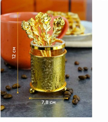 Набор ложек на подставке   5.5*7.8*12 золото, (6 шт),63683_9709460