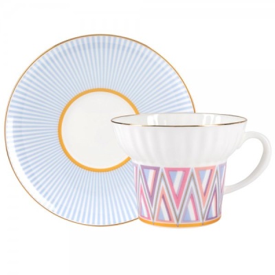 Чайная пара155 мл ф-ма Волна рис.*Геометрия 1кост.фарф. 81.27007.00.1_1600768