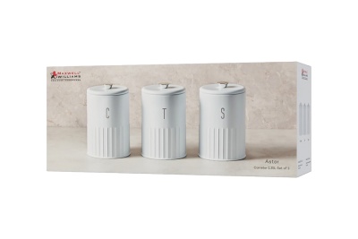 Набор: 3 банки д/сыпучих продуктов h17см,1.35л (белый) 