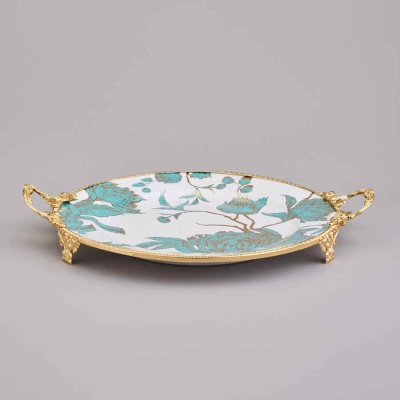 БЛЮДО 38*31*5,5 см фарфор/металл 46-1389_8414802