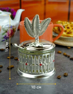 Сахарница c ложкой , 10*15 серебро RM020601-S Repast 63660_9709249