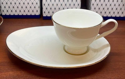 Чайная пара  на ножке 200мл. ф. Премиум рис. Золотая лента,  81.33527.00.1 (ЛФЗ)_1600738