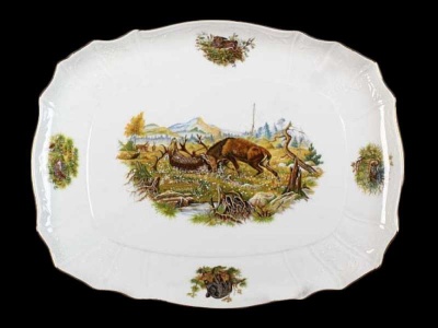 1011 Бернадотт поднос 40 см Охотничьи сюжеты (Охота) ЛЕФ0465 Concordia Lesov Чехия
