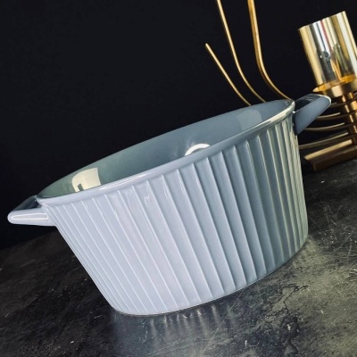 118-113 Салатник 18см с ручками ГРАФИТ в подарочной упак. Фарфор Lenardi_5000644