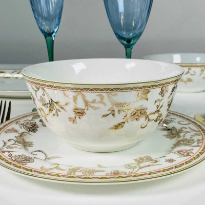 125-111/6 Салатник 18см. ЗОЛОТОЙ ЦВЕТОК (высокий) Костяной фарфор_5000742