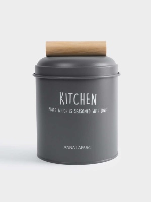 Банка для сыпучих продуктов, 1 л, металл/дерево, графитовая, Local 63441_3703439