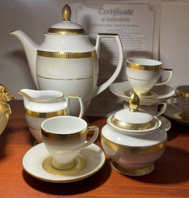 Кофейный сервиз 4персоны 11 предм.  Rio white gold  Falkenporzellan Германия 46596_9709321