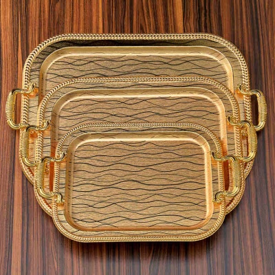 Поднос метал. прямоугол. 40*32 см с ручками_6901990