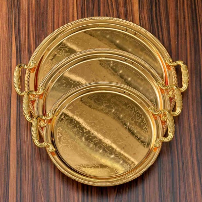 Поднос метал. круглый 40 см с ручками_6901988