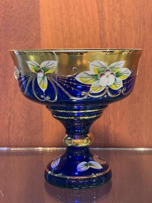 Конфетница 13 см Синяя  (ЛЕПКА) Star Crystal 6444/13 M Богемия Чехия 23654_9703313